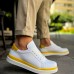CH979 Santoni GBT Spor Erkek Ayakkabı BEYAZ/SARI