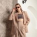 Atlas Kumaş Kadın Oversize Ceket-Bej