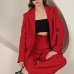 Atlas Kumaş Kadın Oversize Ceket-Kırmızı