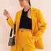 Atlas Kumaş Oversize Kadın Ceket-Hardal