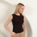 Çilek Viskon Kumaş Basic Bluz-Kahve