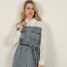 Denim Kumaş Garnili Elbise-Ekru