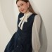 Denim Kumaş Yelekli Takım-Koyu Mavi
