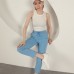 Gabardin Kumaş Püsküllü Kadın Pantolon-Mavi