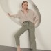 Gabardin Kumaş Püsküllü Kadın Pantolon-Haki