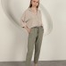 Gabardin Kumaş Püsküllü Kadın Pantolon-Haki