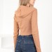 Kaşkorse Kumaş Crop Fermuarlı Kadın Hırka-Kahve