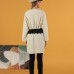 Petek Kumaş Garnili Oversize Kadın Sweat-Ekru