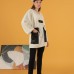 Petek Kumaş Garnili Oversize Kadın Sweat-Ekru