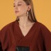 Petek Kumaş Garnili Oversize Kadın Sweat-Kahve