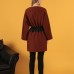 Petek Kumaş Garnili Oversize Kadın Sweat-Kahve
