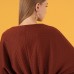Petek Kumaş Garnili Oversize Kadın Sweat-Kahve