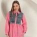 Poplin Kumaş Kot Garnili Pembe Kadın Gömlek