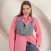 Poplin Kumaş Yelek Detaylı Pembe Kadın Gömlek
