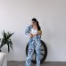 Desenli Kimono Ve Pantolon İkili Takım