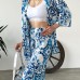 Desenli Kimono Ve Pantolon İkili Takım