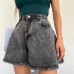 Geniş Paça Püsküllü Denim Şort