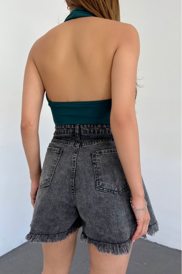 Geniş Paça Püsküllü Denim Şort