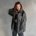 Leopar Desen Çift Cep Oversize Denim Gömlek Ceket