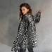 Leopar Desen Çift Cep Oversize Denim Gömlek Ceket