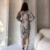 Leopar Desenli Midi Boy Elbise