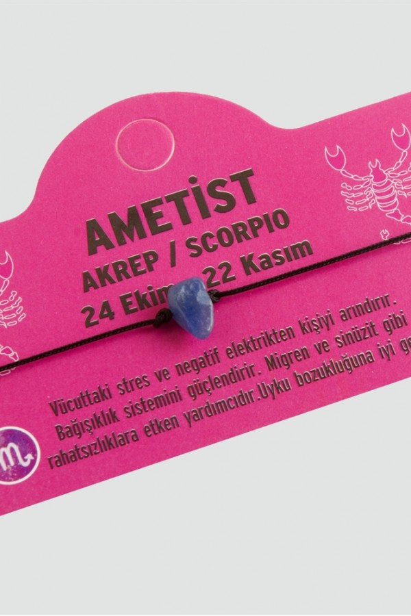 Ametist Doğal Taşlı Akrep Burç Bileklik - DL0101