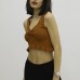 Bel Lastikli Triko Bluz Taba - P-019708