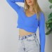 Büzgülü Fitilli Bluz Mavi  - 94574