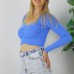 Büzgülü Fitilli Bluz Mavi  - 94574