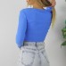Büzgülü Fitilli Bluz Mavi  - 94574