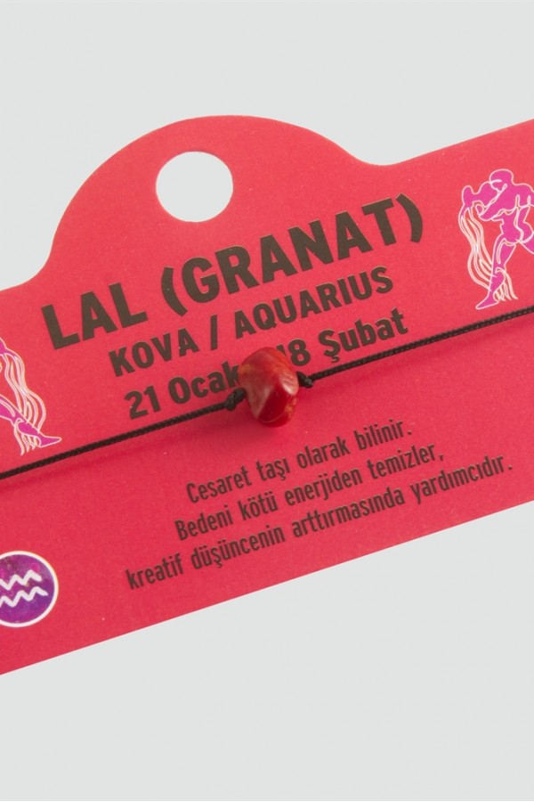 Granat Doğal Taşlı Kova Burç Bileklik - DL0101
