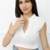 Hakim Yaka Dekolteli Crop Bady Ekru - P-020498