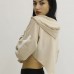 Kapşonlu Yan Dekolteli Sweat Taş - P-019669