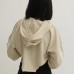 Kapşonlu Yan Dekolteli Sweat Taş - P-019669