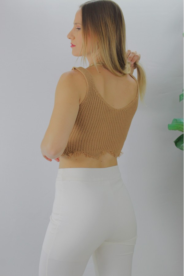 Örme Kolsuz Bayan Triko Vizon - 106471