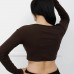 Düğmeli Mini Crop Bady Kahve - P-020494