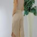 Fırfırlı Kolsuz Bluz Camel - 1290.30