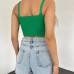 V Yaka Askılı Crop Triko Büstiyer Yeşil - DF2202
